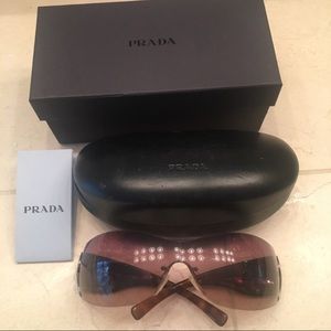 Prada spr 58F Sunglasses brown silver hard case